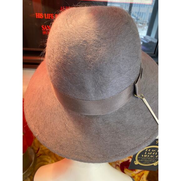 vintage 1970s gray mohair wide brim hat 70s fedora fuzzy wool classic timeless main image 4